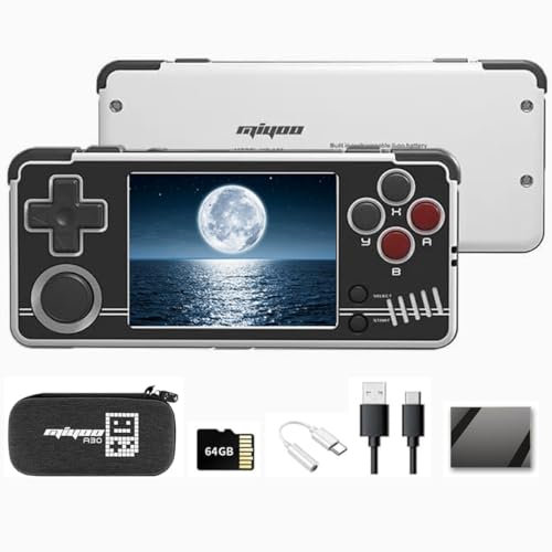 XiFanHo MiyooA30 Console di gioco portatile,Schermo 2,8 IPS, Sistema Linux, 2600mAh, MiyooA30 Console retro game 64G Include borsa di stoccaggio