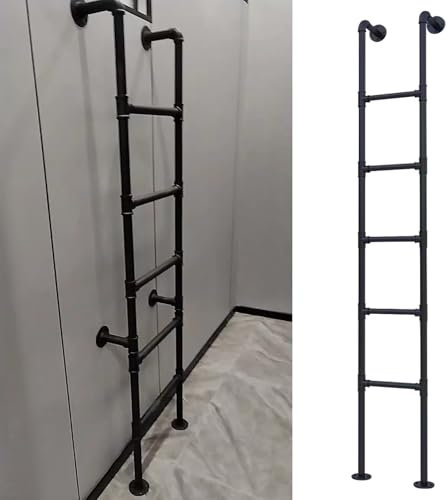 AYVADA Scaletta Soppalco in Metallo per Letto a Castello, Scaletta Antiscivolo per Egresso, Seminterrato, in Ferro battuto Nero, per Letto Alto per Carichi Pesanti, Scaletta per Letto a Castello at