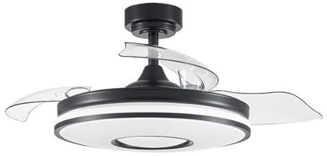 Ventilador DC 48W 4800LM Negro 3 Aspas 6 Velocidades 91D 3000-4000-6000K Remoto con Memoria y Temporizador para Uso en Hogar o Oficina.