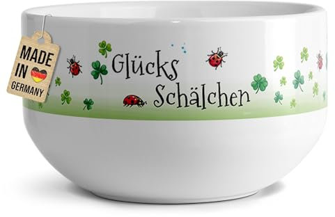 PR Print Royal Müslischale mit Spruch - Glücksschälchen- Geschenk für Familie und Freunde zum Geburtstag, Weihnachten, Danke sagen | Müslischüssel aus Keramik, 500 ml