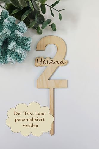 Holzstecker Caken Topper Zahl & Name - Geburtstag - personalisiert