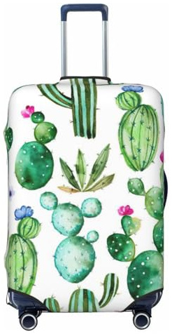 JEJEA Housse de protection pour valise, motif cactus et fleurs, lavable, anti-rayures, Noir , XL