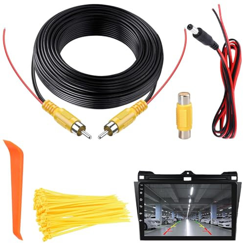LbsAMP 10M Alargador de Cable RCA Video con 1 Conector Hembra Hembra y 1.2M Cable de Alimentación DC Cable de Extensión para Cámara de Marcha Atrás para Conectar Monitor y Cámara de Visión Trasera