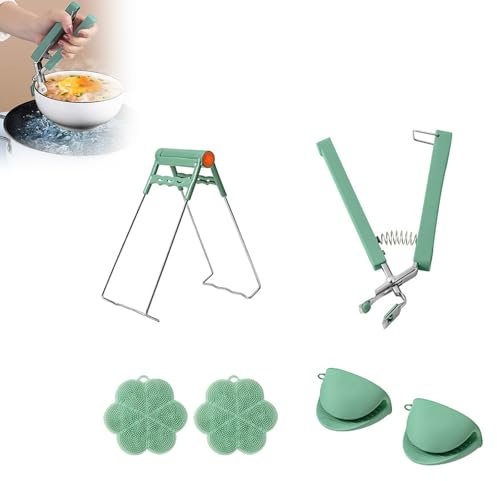 Hinapan 6 Pcs Hot Plate Grabber Tongs Stainless Steel Bowl Clip Oven Gloves Pads Anti Scald Bowl Tongs Anti Scald Non Slip Stainless Steel Tongs