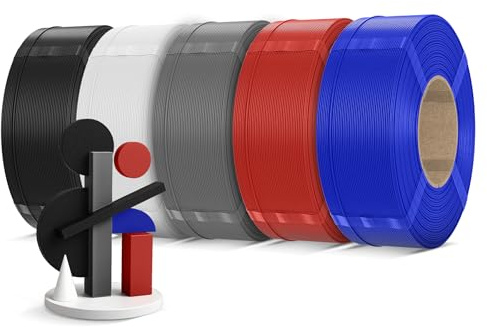 Inslogic PLA Pro Filament 1.75mm vorgetrocknetes Filament Feuchtigkeitsbeständiges 3D Drucker Filament Nachfüllpackung 5kg Bündel, Kompatibel mit den meisten FDM Druckern, 5 Farben​​