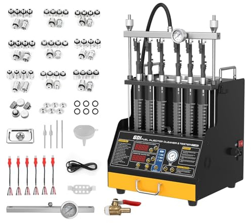 LUTIFIX CT450 Pulitore e Tester per iniettori di Carburante, pulitore a ultrasuoni per iniezione di Carburante, GD1, EFI, FSI, 12 V/70 V/120 V, Design a 6 cilindri, Vari connettori