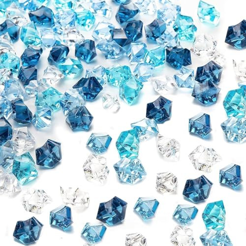 ERBO Edelsteine für Kinder,100 Stück Diamanten Kinder, Blau Glassteine Deko, Vase Deko, Diamant, Glassteine Blau, Acryl Kristalle Steine für Kindergeburtstag Hochzeiten Tischdekorationen DIY