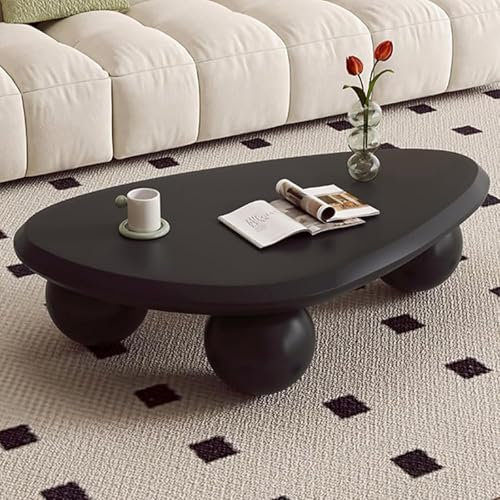 SOUWOFS Einzigartiger moderner ovaler Couchtisch aus Holz in Wolkenform. Niedliche unregelmäßige Couchtische. Dreieckiger Couchtisch mit 3 kugelförmigen Beinen für Wohnung, Wohnzimmer (H100CM)