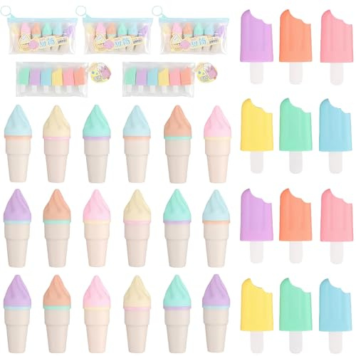 30 Stück Mini Textmarker Set,Lustige Leuchtstifte in Eistüte & Eis-am-Stiel | Textmarker Klein, Macaron Farben, Schnell Trocknend, für Schule, Studium, Büro, Mitgebsel oder Gastgeschenk