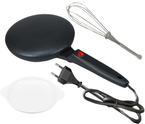 Crêpière Électrique,Crêpière Ronde 600W,Avec Bol Et Fouet Contrôle Automatique Température Constante Anti-Adhésif | Régulation Automatique De Température Pour Petit-Déjeuner Réunion Familiale Pique-Ni