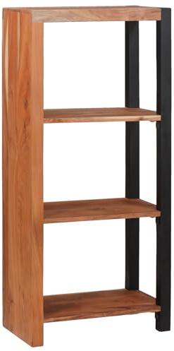 IBUQDDV Freistehendes Bücherregal aus massivem Akazienholz 50x30x110 cm mit stabilen Brettern für Wohnzimmer und Büro, Robustes Holzregal zur Aufbewahrung von Büchern und Deko,