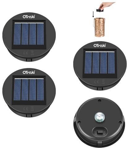OTraki Solarleuchten Ersatzteile 8cm, 4 Stück 1.2V 600mAh Solar Ersatzdeckel IP65 Wasserdicht Solarleuchten Ersatz Top mit LED für Solarlaterne, Solarpanel Laterne Deckel, Solar Gartenleuchten und DIY