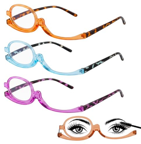 Solisara Gafas Maquillaje de Ojos, +2.5 Lupa de Una Sola Lente Giratoria | Gafas Lectura Portatile Cosméticas Aumento Plegables para Mujer Agranda Los Detalles de Ojos Herramienta Esencial Maquillaje