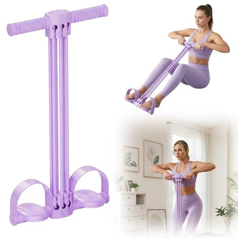 Widerstandsbänder, 2026 Neu Widerstandsband mit Griff Fußzugband 6 Röhren Resistance Bands, Fitnessband Bauchmuskeltrainer Ganzkörpertrainer für Leg Exerciser Fitness Yoga (Violett)