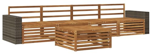 vidaXL Outdoor-Sofagarnitur 5 pcs Natur Massivholz Akazie, Gartenmöbel, Moderne Sitzgruppe, L-förmiges Sofa für Terrasse, relaxen im Lounge-Stil