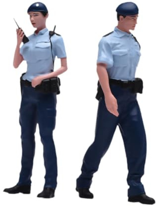 Chosertory 2 Pieces Miniature /24 Police People Model Resin Paint Figurine Diorama Micro Scene Architecture Display Suitable for Collecting Holiday Hobby