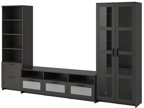 ZRIZAURA BRIMNES TV Storage Combination with Glass Doors 320x41x190 cm Entertainment Centre TV Unit Media Wall Display Cabinet Bookcase TV Stand Storage Furniture