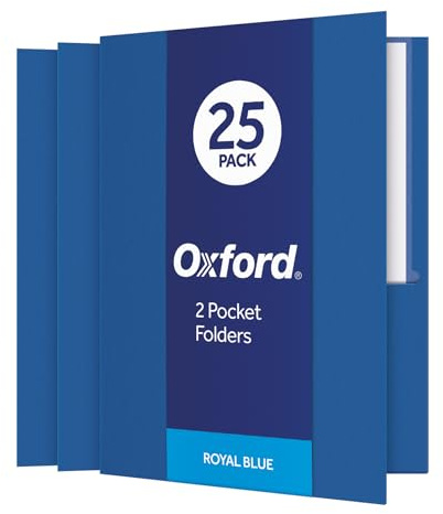 Oxford Twin-Pocket Folders, Textured Paper, Letter Size, Royal Blue, Holds 100 Sheets, Box of 25 (57512EE)