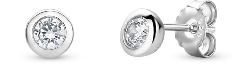 MIORE Ohrringe Silber 925-Ohrringe Damen, Ohrstecker mit 2 funkelnden Zirkonia-Steinen 0.95 Ct, Piercing Ohr, Damenohrringe, Silberschmuck, Schmuck Damen allergenfrei- geliefert in Schmuckschatulle