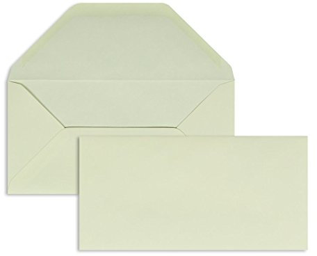 100 Stück, Farbige Briefumschläge, DIN Lang, Nassklebung, Trapezklappe, 100 g/qm Offset, Ohne Fenster, Creme (Biscuit), Blanke Briefhüllen