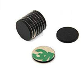 Adhesive N42 Black Epoxy Magnet for Arts, Crafts, Model Making, DIY, Hobbies, Office and Home - 15mm dia x 1mm - 1.1kg Pull - North - Pack of 10
