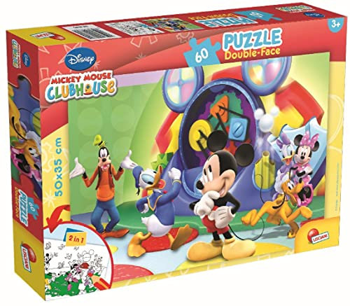Lisciani – DISNEY – Mickey-Mouse-Puzzle – 60-teiliges Puzzle – doppelseitig – Rückseite zum Ausmalen – Lernspiel – fördert Koordination und Beobachtung – fördert Kreativität – ab 4 Jahren