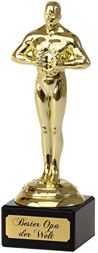 pokalspezialist Bester Opa der Welt Siegerfigur Viktor Maxi auf Steinsockel mit Schild