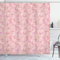 ABAKUHAUS Blassrosa Duschvorhang, Schmetterlinge, Stoffliches Gewebe Badezimmerdekorationsset mit Haken, 175 x 200 cm, Weißer Pfirsich und Rosa