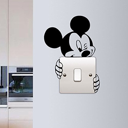 Mickey Mouse Lichtschalter-Aufkleber, Micky-Maus-Vinyl-Aufkleber, Kunst-Wand, Disney-Maus, lustiger Lichtschalter, Wandaufkleber für Kinderzimmer, Schlafzimmer, DIY