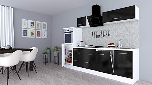 Küche Küchenzeile Küchenblock Weiß Schwarz Amanda 280 cm Respekta Premium