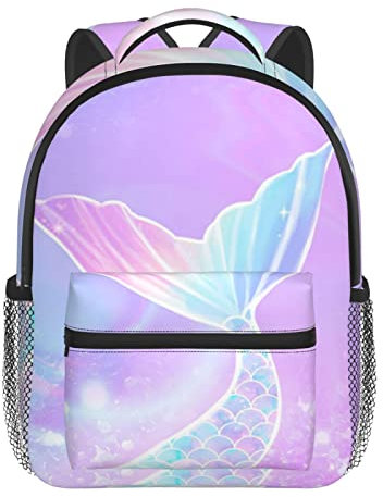 FeHuew Panda-Rucksäcke für Kinder, Büchertasche, Meerjungfrauenschwanz, 43,2 cm, plus Schultertasche für Mädchen, 1–5. Klasse, Meerjungfrauenschwanz, 16 inch, Rucksack, Rucksäcke