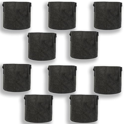 10 x Fabric Pot Round Black 5L