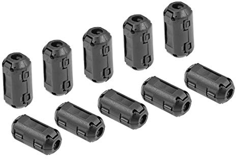 sourcing map 10Stk. Ferritkern Ring Clip RFI EMI Rauschunterdrückung Filter Kabelschelle Schwarz 3,5 mm
