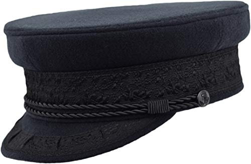 Cappelleria Melegari Seemütze mit Schirm | Stoff Wolle und Kaschmir | Prinz Heinrich | Explorer Polar | Herren Damen | Herbst Winter, Blau 55