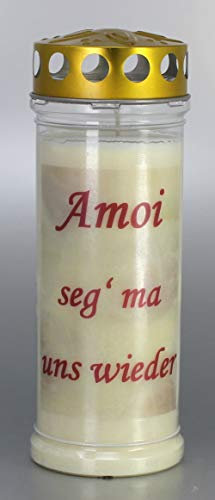 Grabkerze mit Spruch, (21x7,5 cm) Grablicht mit 7 Tage Brenndauer (3885), Wetterfestes Trauerlicht mit Deckel, Hochwertige Trauerkerze, Edle Gedenkkerze aus Deutschland