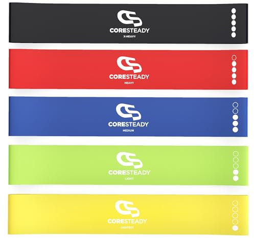Coresteady Fitnessband – Mini Booty Band für Männer und Frauen – Gummiband Sport, Yoga, Fitnessstudio – Widerstandsbänder für Krafttraining und Muskelaufbau – Mit E-Anleitung und Tragetasche