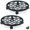 Relaxdays 2 x Pflanzenroller rund, Metall, Gefäßroller für innen & außen, antik, Ø 38 cm, Rolluntersetzer Blumentopf, grün