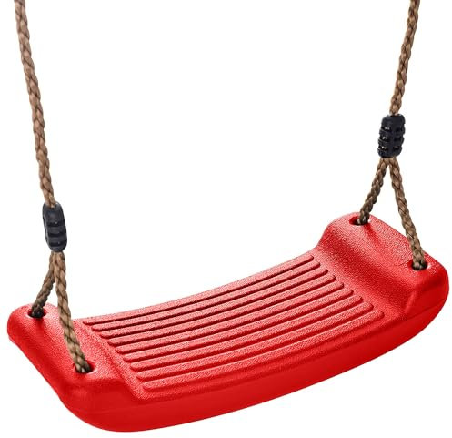 Kids Swing Seat – Red Durable Outdoor & Indoor Baby Swing Chair with Adjustable Rope – Heavy-Duty Plastic, Weather-Resistant – Replacement Swing for Climbing Frames, Playsets & Tree Swings