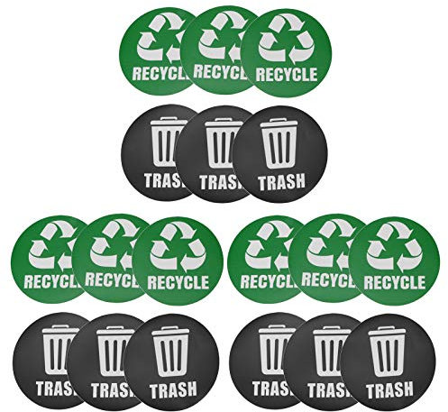 HERCHR 18 Stück Recycling Sticker, 12,5 cm Recycling Sticker Und Mülleimer Logo Sticker, Recycler Autocollant, Autocollant Recycler Et Autocollants Logo Poubelle, Rond Logo Signe Recycler Autocollant
