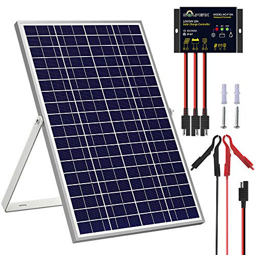SOLPERK Kit de panneau solaire 30 W 24 V, chargeur de batterie solaire + contrôleur 10 A + support de montage réglable pour voiture, moto, bateau, camping-car