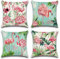 Artscope wasserdichte Kissenbezugen, 4er Set Flamingo und Rosa Blumen Kissenhülle Atmungsaktiv Kissen Fall für Patio Garten Bauernhaus Dekor 45x45CM