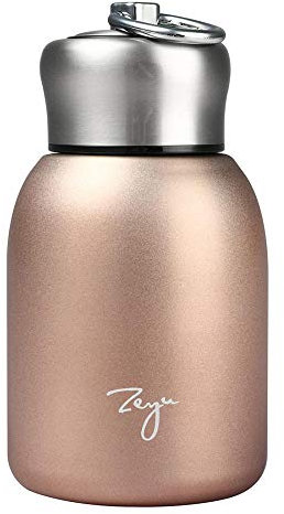 Small Vacuum Insulated Water Bottle Mini Thermal Water Bottle Leak-Proof Vacuum Drink Bottle for Home, Outdoors, Travel, Sports, 280ML (Rose Gold Color)