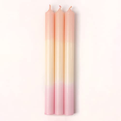 MADAM ERLE | 3er-Set Dipdye Stabkerzen | ROSA | handgemachte Kerzen extra lang| pastell farbig | bunt | Dekokerzen | Wohnzimmerdeko | tolle Geschenkidee für Frauen und Freundin| (Paraffin)
