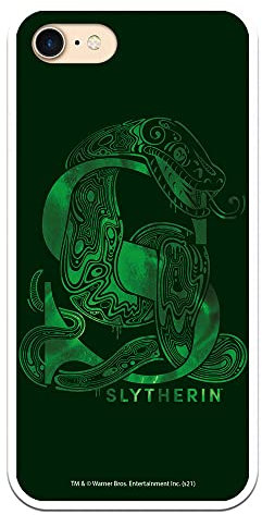 Personalaizer Schutzhülle kompatibel mit iPhone 7, iPhone 8, SE 2020, SE 3(2022), offizielles Lizenzprodukt, Harry Potter aus flexiblem TPU-Silikon, transparent, mit Slytherin-Design – Harry Potter
