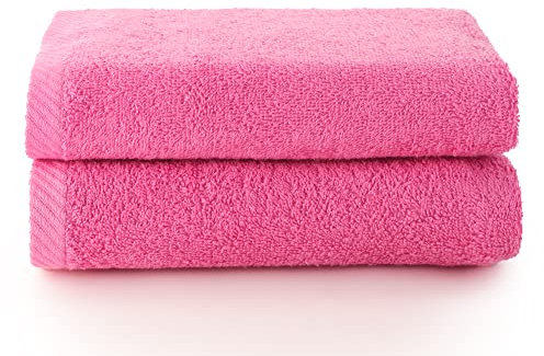 Top Towel - Plus - Toallas de baño grandes - Toallas baño - 2 toallas de mano o lavabo- 50x100 cms - Algodon 100% - Fresa