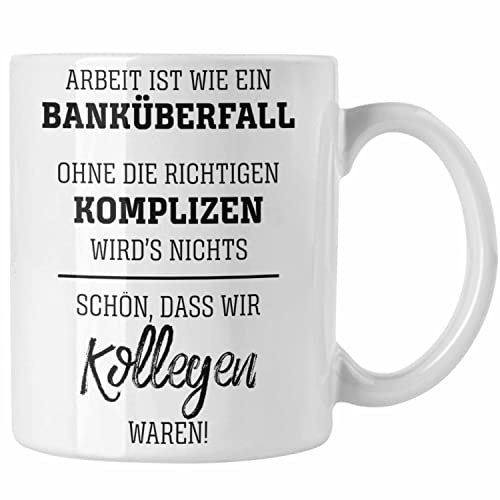 Trendation - Jobwechsel Tasse Geschenk für Kollegen Kollegin Abschied Abschiedsgeschenk Neuer Job Kaffeetasse Geschenkidee (Weiß)