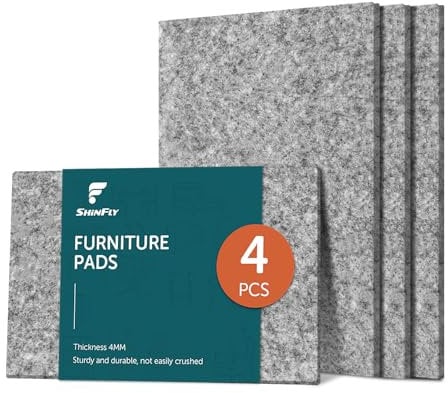 shinfly 5mm Filzgleiter Selbstklebend 4 Stück - (20x15cm) Möbelgleiter Filz Selbstklebend Zuschneiden, wie Sie möchten, Filzgleiter für Stühle Möbel Fußboden Stuhlbein (Grau)