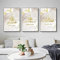 Islamische Leinwand Wandbilder, Golden Arabisch Leinwandbilder, 3 Stück Muslim Malerei Bilder Wohnzimmer Dekor, Kein Rahmen (50x70cm*3, goldene kalligrafie)