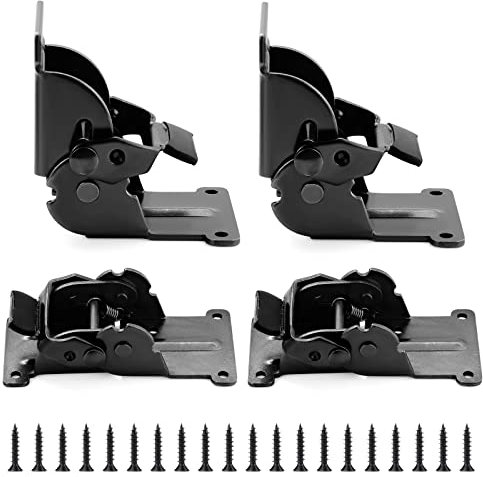 Moendergo 4PCS Tischbein-Klappkonsolen, 180° klappbare Stützkonsolen mit Schrauben, klappbare Scharniere, selbstverriegelnde Erweiterung zusammenklappbare Regalhalterung Werkbank (180° Schwarz Bronze)