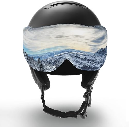 Two Horizons Skihelm Visier Schutz | Visierschutz für Skihelme mit Visier | Schützt vor Kratzern | Mikrofaser Visier Putztuch | Style with Smile | Ski Helmet Visor Cover | Visierhelm Schutz Überzug